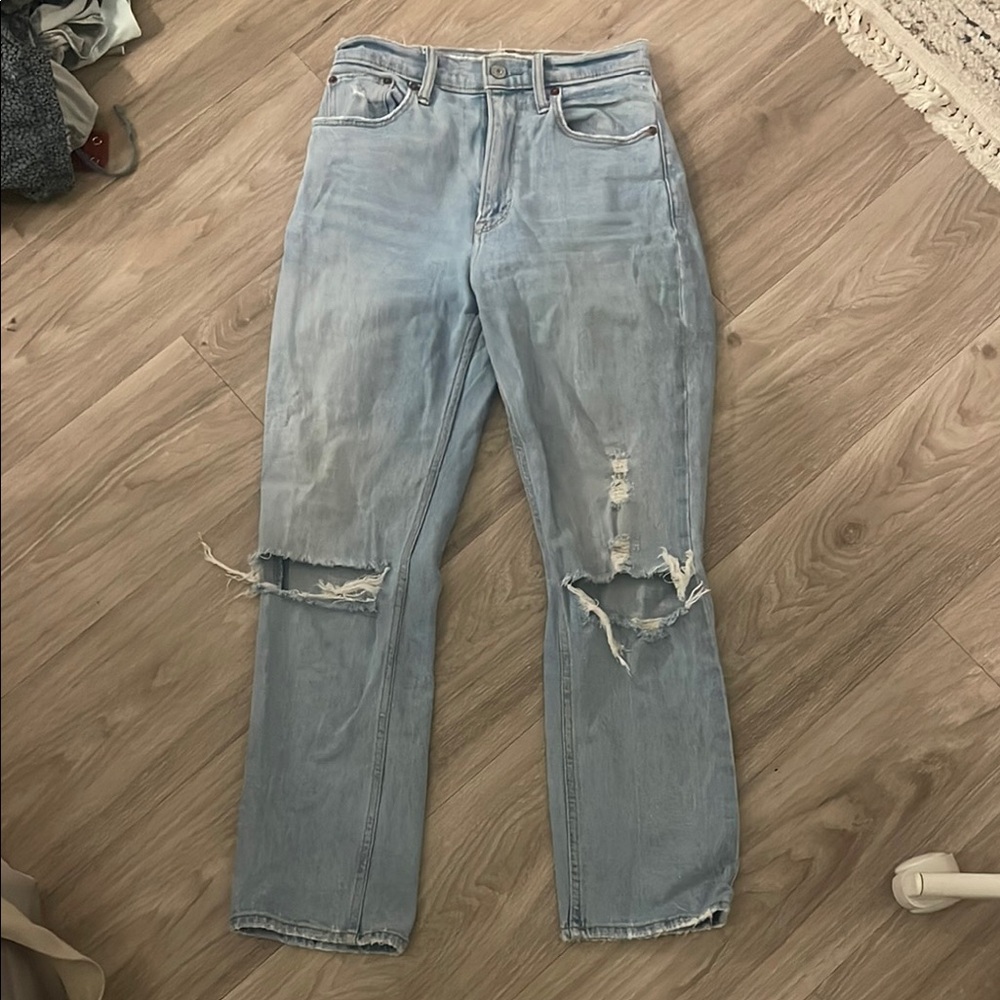 Distressed Light Blue Denim Jeans